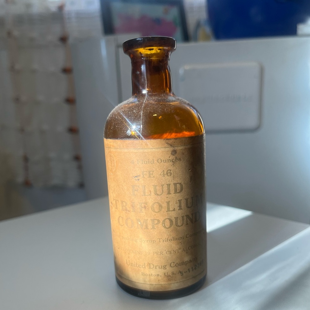 Vintage Fluid Trifolium Compound Empty Pharmaceutical Bottle